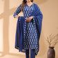 Janasya Dark Cotton Ethnic Motifs Straight Kurta Set | Swadesiicart