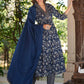 Janasya Dark Cotton Floral A-Line Kurta Set | Swadesiicart
