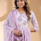 Janasya Light Cotton Floral Angrakha Kurta Set | Swadesiicart
