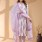Janasya Light Cotton Floral Angrakha Kurta Set | Swadesiicart