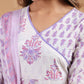 Janasya Light Cotton Floral Angrakha Kurta Set | Swadesiicart