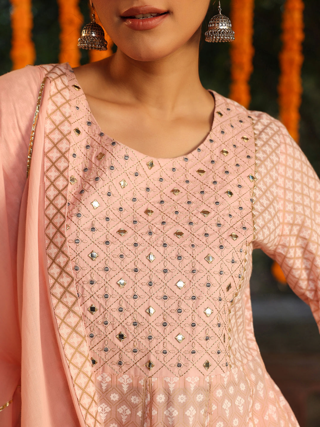 Janasya Light Cotton Ethnic Motifs Anarkali Kurta Set | Swadesiicart
