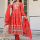 Janasya Bright Cotton Foil Print A-Line Kurta Set | Swadesiicart