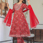 Janasya Bright Cotton Yoke Embroidery A-Line Kurta Set | Swadesiicart