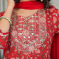 Janasya Bright Cotton Yoke Embroidery A-Line Kurta Set | Swadesiicart