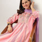 Janasya Light Georgette Embroidered A-Line Kurta Set | Swadesiicart