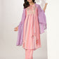 Janasya Light Georgette Embroidered A-Line Kurta Set | Swadesiicart