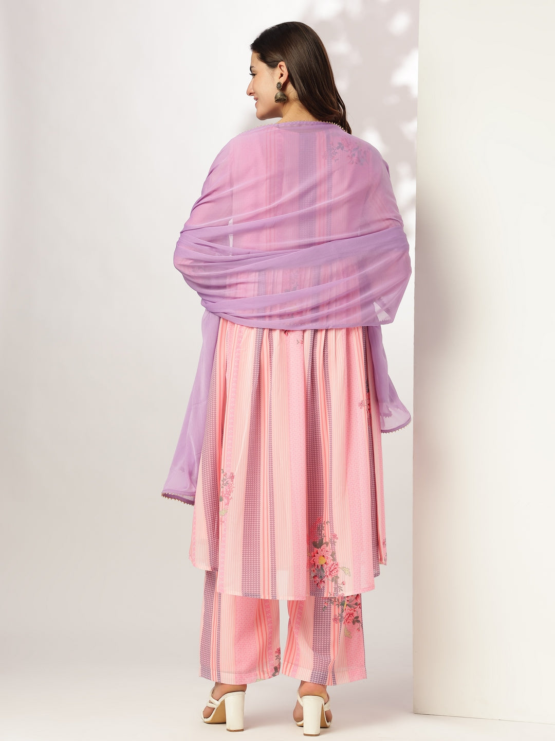 Janasya Light Georgette Embroidered A-Line Kurta Set | Swadesiicart