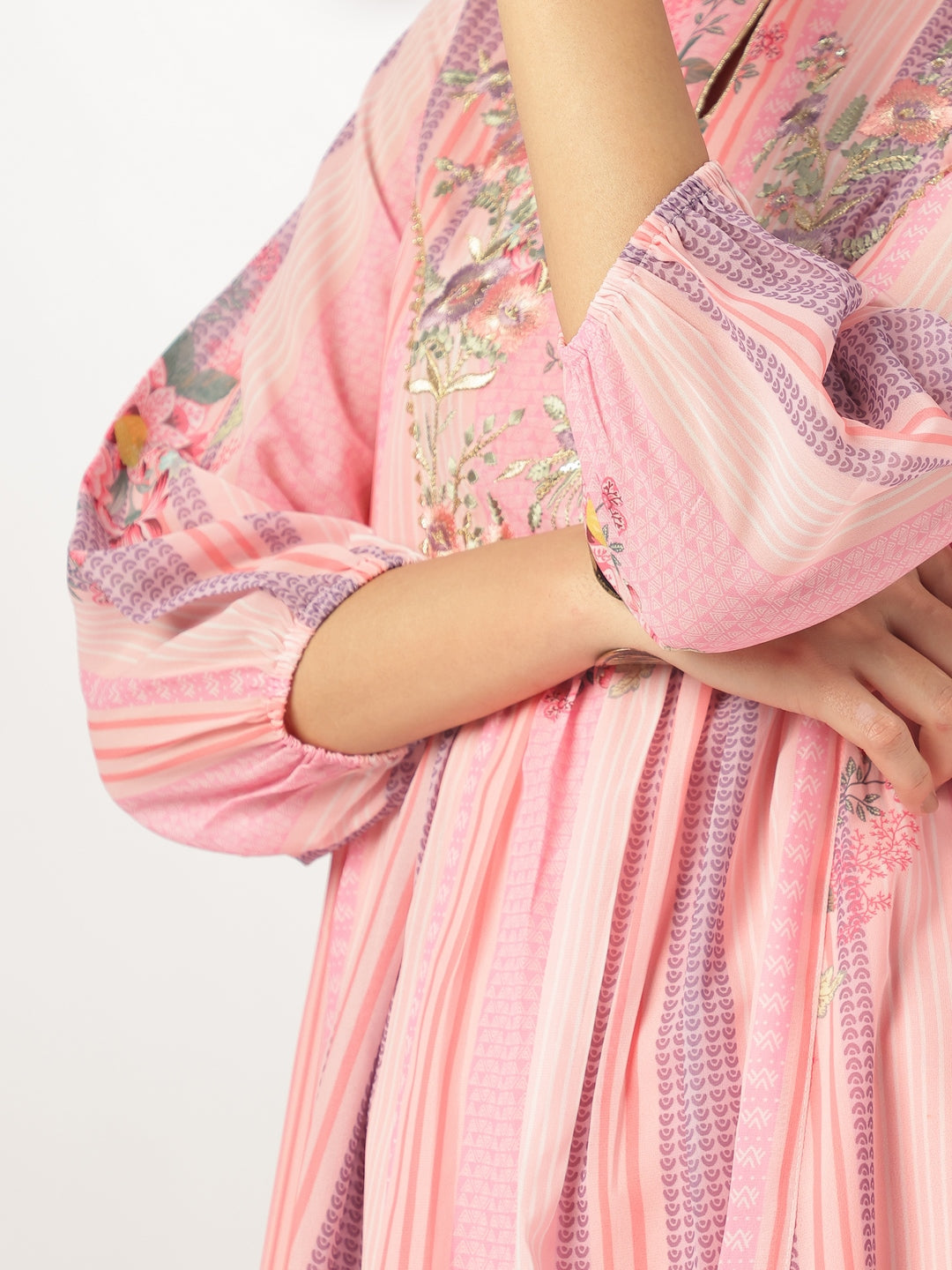Janasya Light Georgette Embroidered A-Line Kurta Set | Swadesiicart