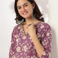 Janasya Dark Rayon Blend Floral Straight Kurta Set | Swadesiicart