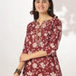 Janasya Dark Rayon Blend Floral Straight Kurta Set | Swadesiicart