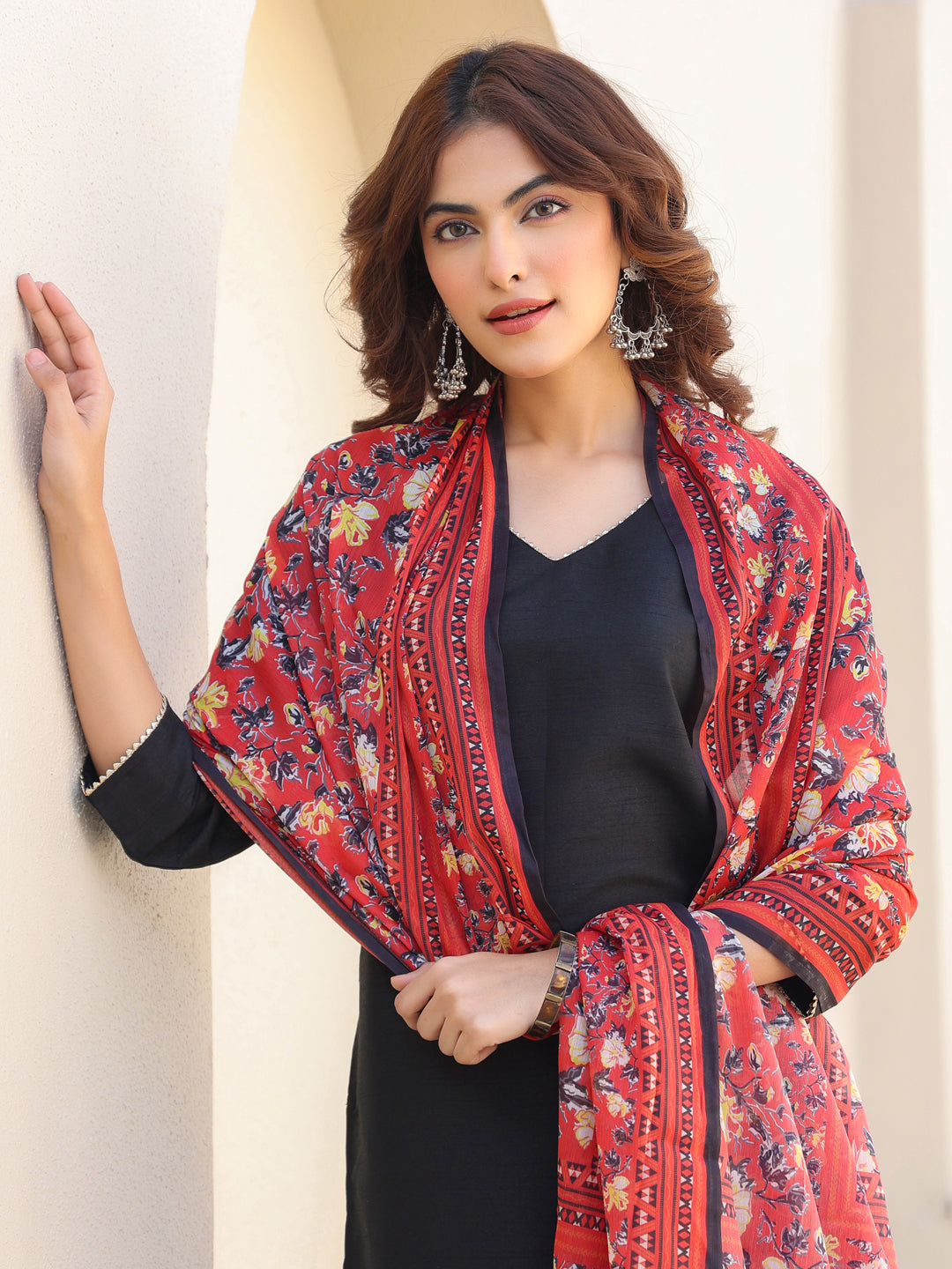 Janasya Dark Silk Blend Solid Straight Kurta Set | Swadesiicart
