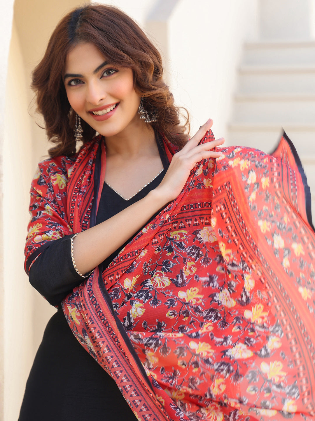 Janasya Dark Silk Blend Solid Straight Kurta Set | Swadesiicart