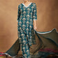 Janasya Dark Cambric Floral A-Line Kurta Set | Swadesiicart