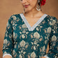 Janasya Dark Cambric Floral A-Line Kurta Set | Swadesiicart