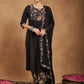 Janasya Dark Cotton Floral A-Line Kurta Set | Swadesiicart