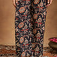 Janasya Dark Cotton Floral A-Line Kurta Set | Swadesiicart