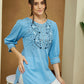 Janasya Light Cotton Embroidered Straight Tunic | Swadesiicart