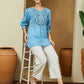 Janasya Light Cotton Embroidered Straight Tunic | Swadesiicart