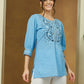 Janasya Light Cotton Embroidered Straight Tunic | Swadesiicart