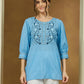 Janasya Light Cotton Embroidered Straight Tunic | Swadesiicart