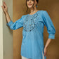 Janasya Light Cotton Embroidered Straight Tunic | Swadesiicart