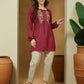 Janasya Dark Rayon Embroidered Straight Tunic | Swadesiicart