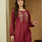 Janasya Dark Rayon Embroidered Straight Tunic | Swadesiicart