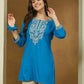 Janasya Dark Rayon Embroidered Straight Tunic | Swadesiicart