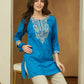 Janasya Dark Rayon Embroidered Straight Tunic | Swadesiicart