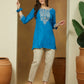 Janasya Dark Rayon Embroidered Straight Tunic | Swadesiicart