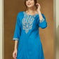 Janasya Dark Rayon Embroidered Straight Tunic | Swadesiicart