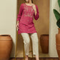 Janasya Dark Rayon Embroidered Straight Tunic | Swadesiicart