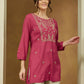 Janasya Dark Rayon Embroidered Straight Tunic | Swadesiicart