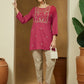 Janasya Dark Rayon Embroidered Straight Tunic | Swadesiicart