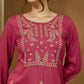 Janasya Dark Rayon Embroidered Straight Tunic | Swadesiicart