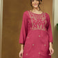 Janasya Dark Rayon Embroidered Straight Tunic | Swadesiicart