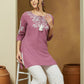 Janasya Dark Cotton Embroidered Straight Tunic | Swadesiicart