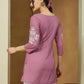 Janasya Dark Cotton Embroidered Straight Tunic | Swadesiicart