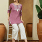 Janasya Dark Cotton Embroidered Straight Tunic | Swadesiicart