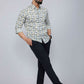 Miravan Men's White & Blue Floral Print Cotton Regular Fit Shirt | Swadesiicart