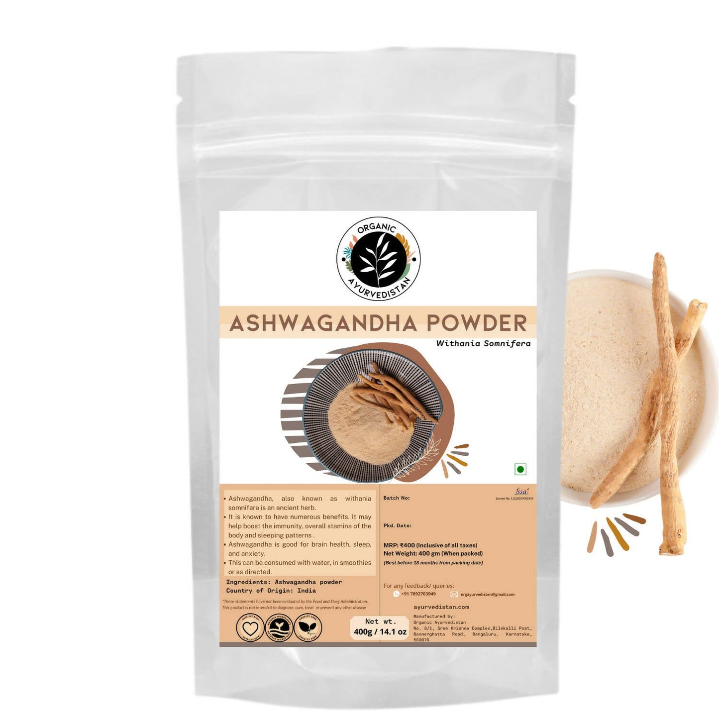 Organic Ayurvedistan Ashwagandha Powder - Organic Ayurvedistan