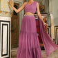 Janasya Lavender Georgette Foil Print Lehenga Choli | Swadesiicart