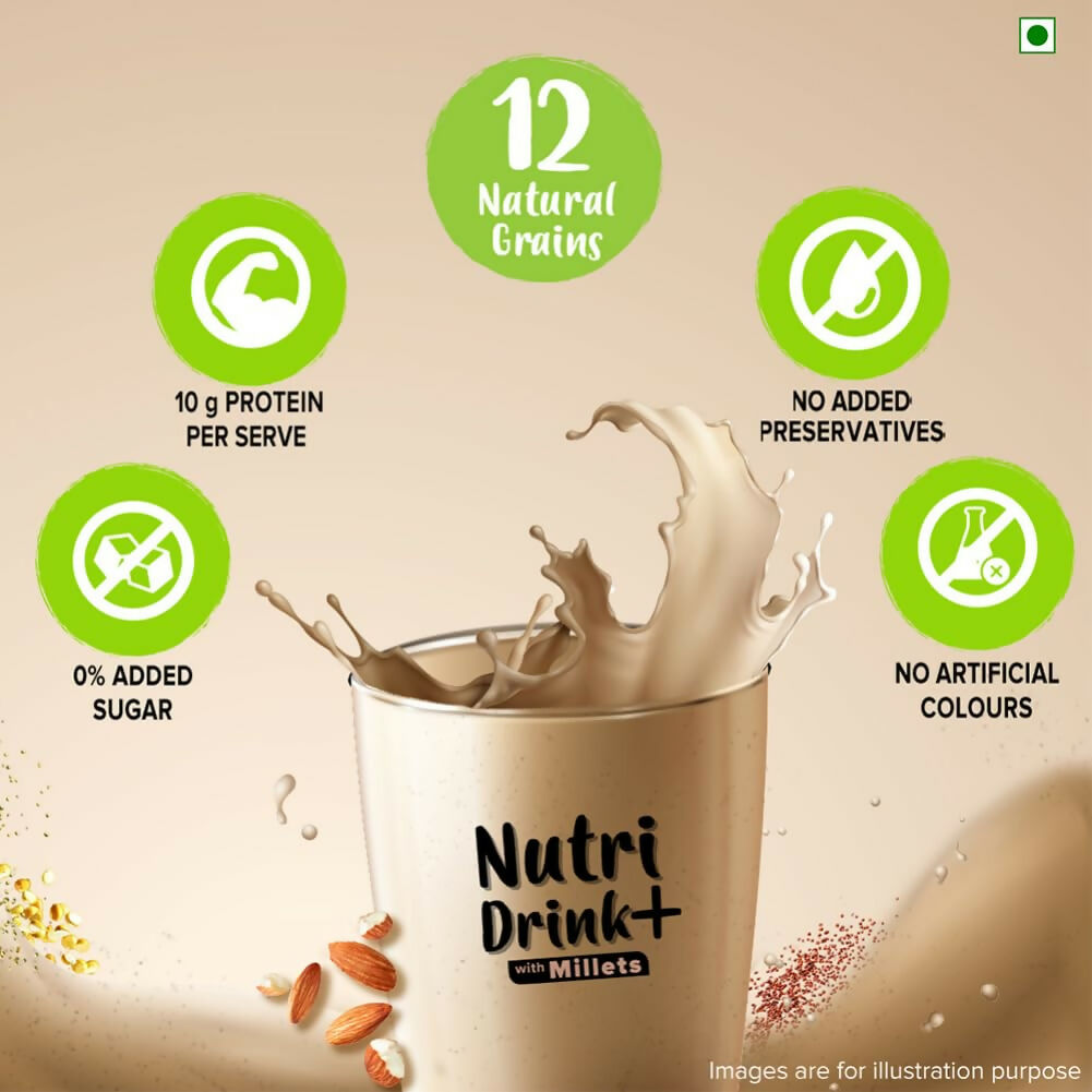 Tata Soulfull Nutri Drink+ With Millets, 0% Added Sugar - Almond Flavor | Swadesiicart