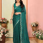 Aafreen Partywear Designer Green White Rangoli Fancy Saree