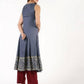 Aniyah Rayon Block Print Flared Grey Kurta (AN-150K) - Swadesiicart