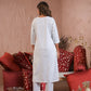 Ethnic Festive Wear Viscose Chanderi White Stitched Suit With Dupatta - Tanisha | Swadesiicart