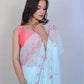 Vamsee Rashmika Sky Blue Georgette Saree - Swadesiicart