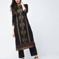 Aniyah Cotton Block Printed Latest Black Straight Kurta (AN-122K) - Swadesiicart