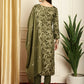 Jyoti Fashion Women's Green Pashmina Floral Digital Printed Kurta with Trouser & Dupatta | Swadesiicart